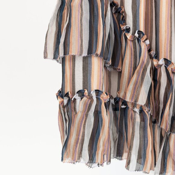 Derek Lam 10 Crosby Orange Striped Silk Ruffle Mini Skirt - Picture 6 of 9